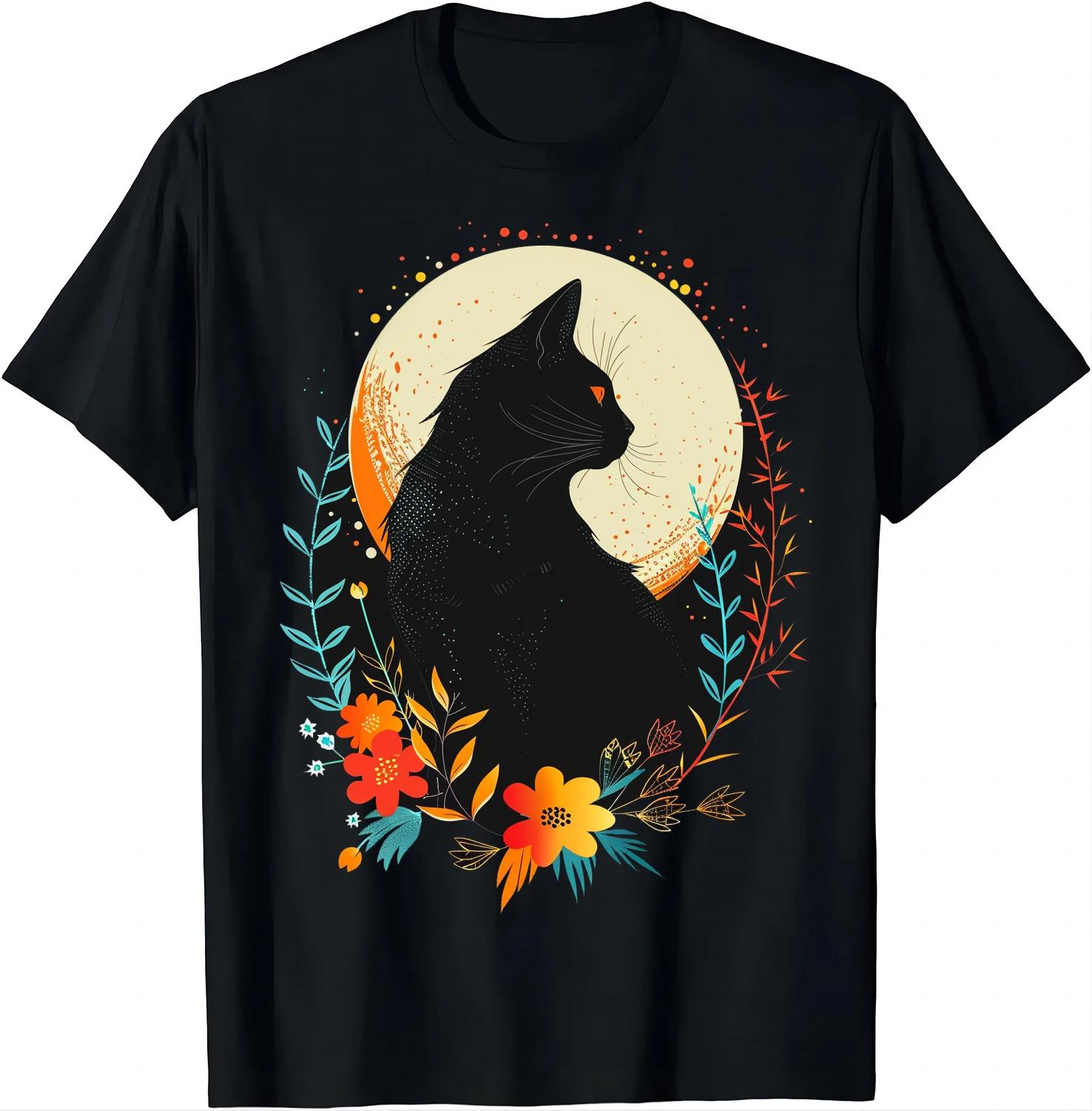 

Mystic Cat & Bloom Tee - Nature s Serenity Tshirt Graphic T Shirts Women Clothing Tops Vintage Clothes Ropa De Mujer Haraju... 5XL