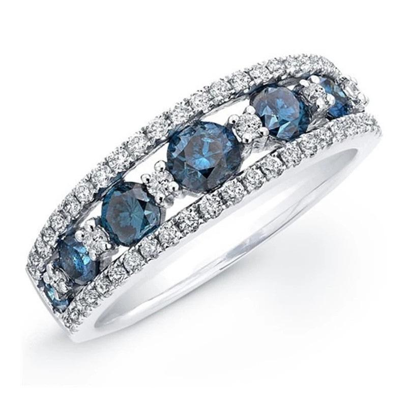 

Luxurious Sapphire Blue Evening Ring with Intricate Hollow Design Size 10