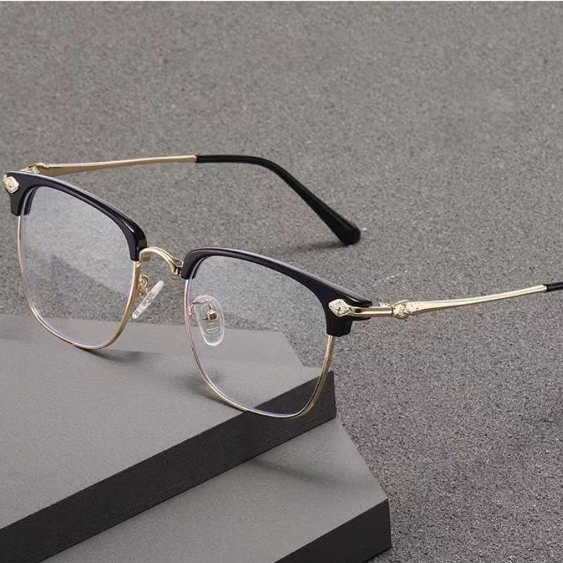 Mens Half Frame Presbyopic Glasses Blue Light Blocking Glasses Far Sighted Eyewear Diopter +1.0 To +4.0 Eyeglasses for Men Women