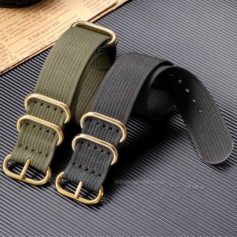 Cinturino per Orologio in Nylon di Alta Qualità 18mm 20mm 22mm 24mm Cinturino per Orologio Militare Seiko Braccialetto Sportivo Esercito Sostituzione Anello Dorato
