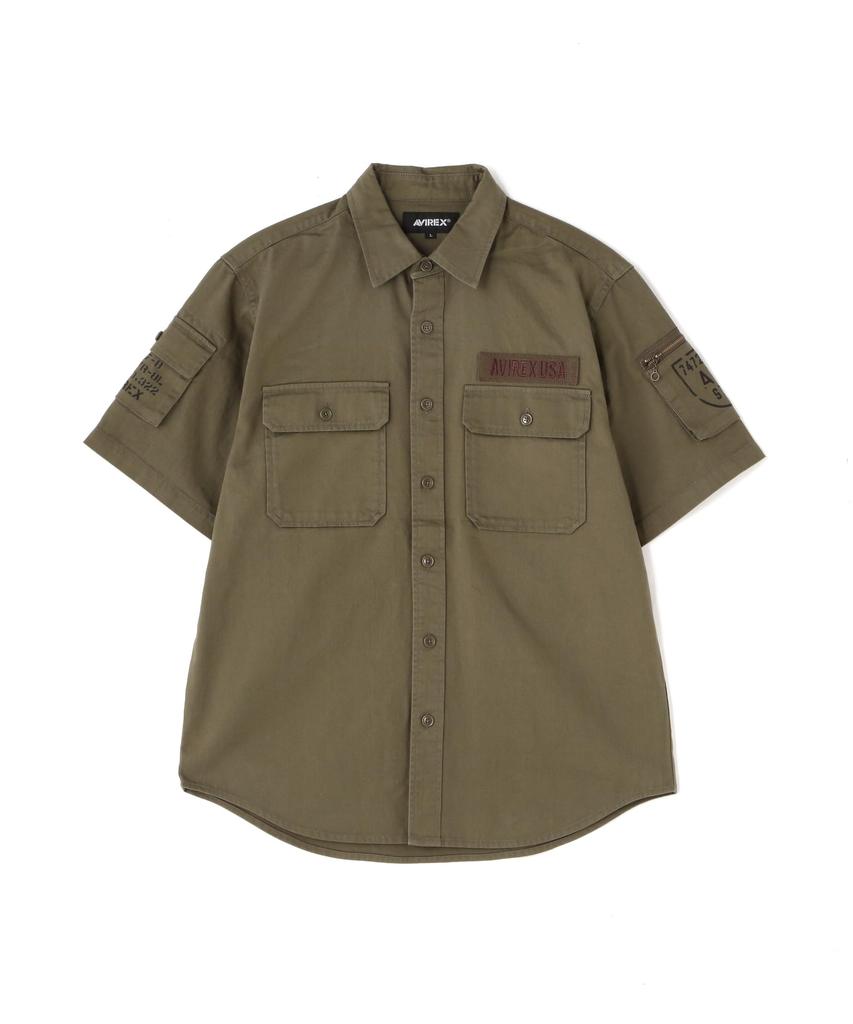 AVIREX BASIC FATIGUE SHORT SLEEVE SHIRT L Olive 783-5923001
