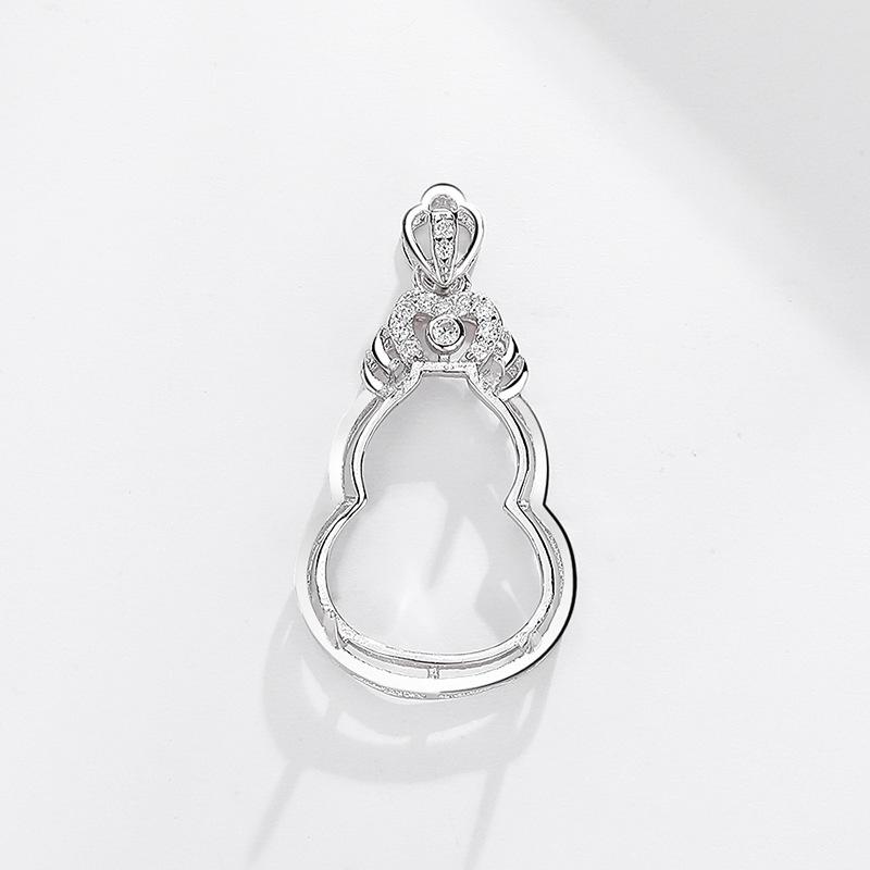 Women's S925 Silver Gourd Pendant Necklace - Classic Round Safety Buckle, Light Luxury Design, Inlaid Accessories