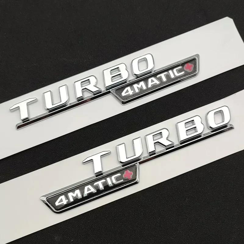 2pcs Car Letters Fender Trim Badge Turbo 4matic Plus Emblem Sticker Mercedes A45 Cla45 Amg C117 Gla45 Gle53 X247 Accessories HOT