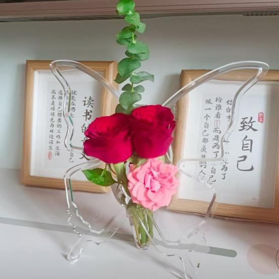 1/2 stk Sommerfugler Vase Akryl Lekkasjesikker Knusesikker Basedesign Vase Gjennomsiktig Bokhylle Blomst