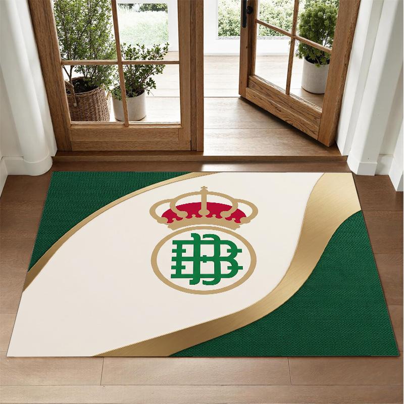 Real Betis Football Design Crystal Velvet Rug Soft Decorative Mat for Bedroom Entrance
