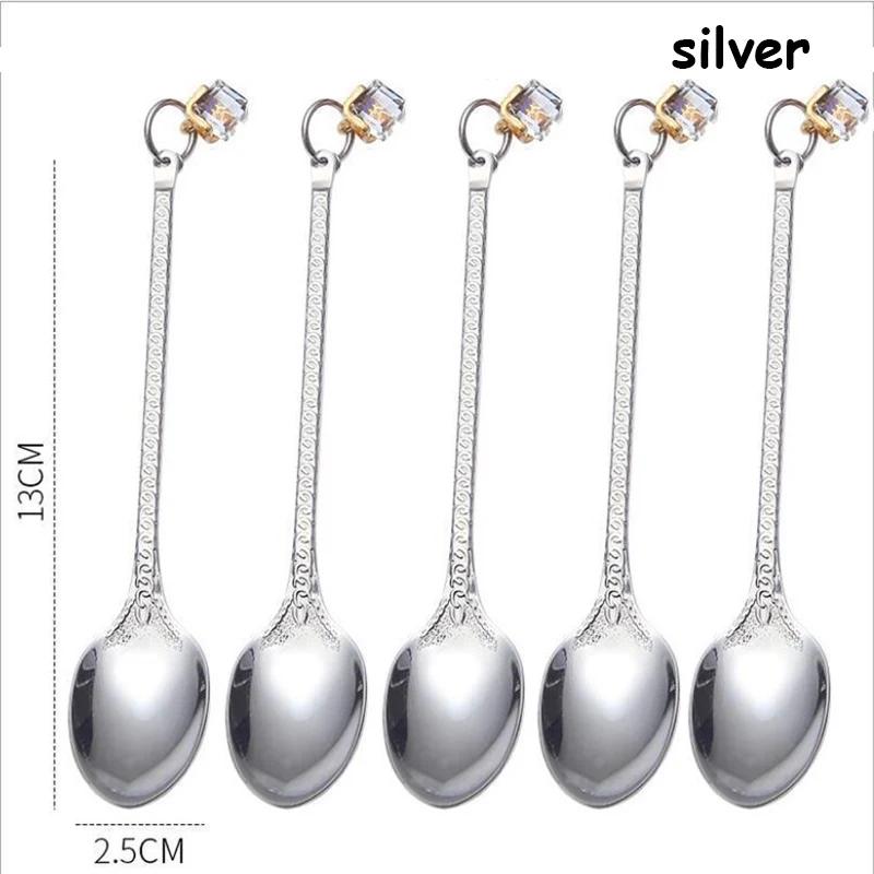 

Dessert Spoon Honey Scoop Stainless Steel Spoon Coffee Ladle Set Christmas Dipper Tableware Set Vintage Kitchen Accessories 5pcs