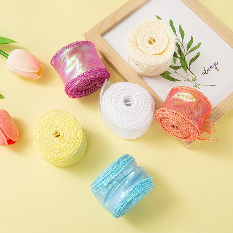 4cm x 10 Yards Iridescent Fishtail Yarn Ribbon, Polyester Lace Tulle for Floral Art & Baking.