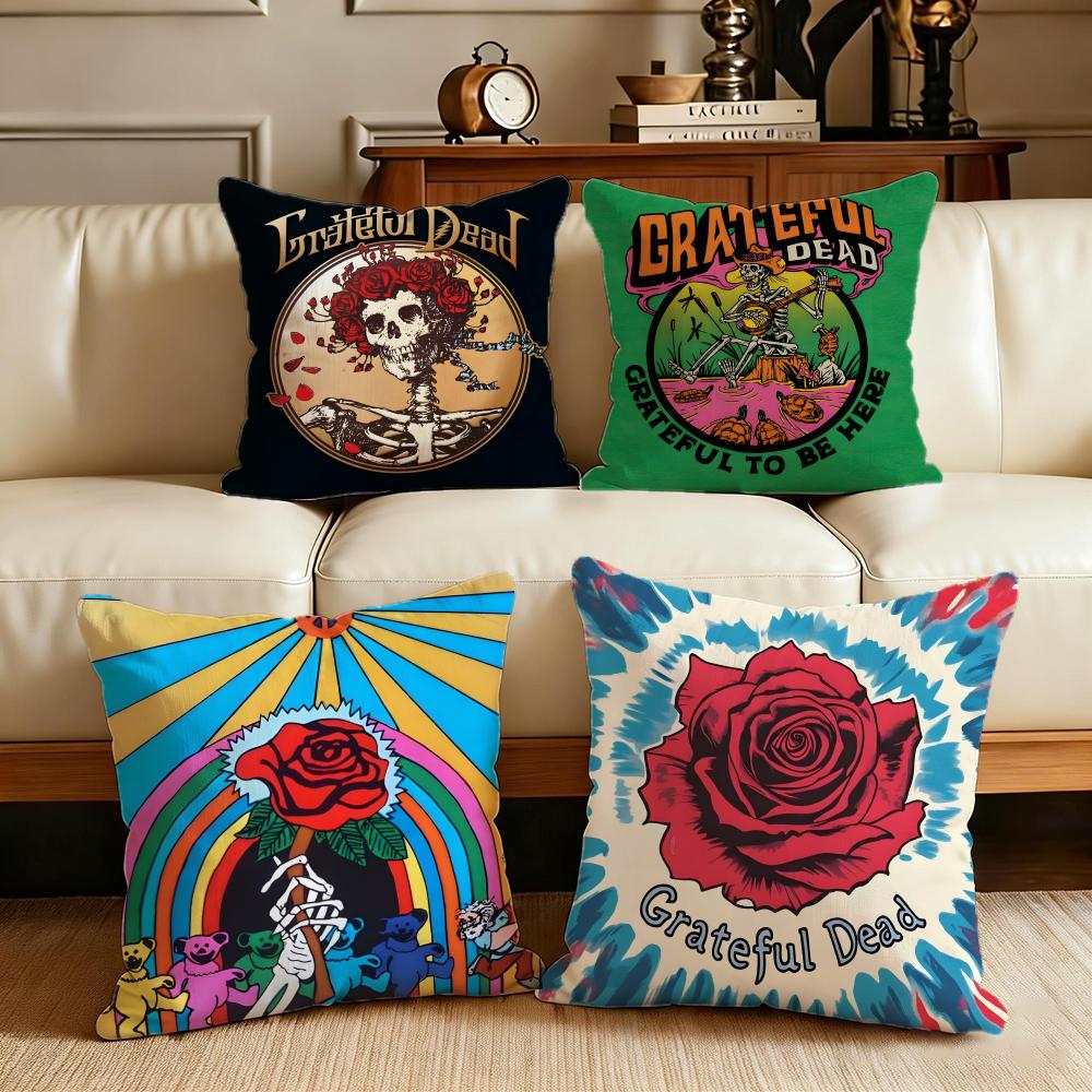 Grateful Dead Cushion Cover Cushion Cover Set 4Pcs 50X50 45X45 40X40 Pillowcase Decorative Sofa Home Decor