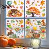 Autumn Atmosphere Window Stickers for Office 9PCS Forest Animal Clings Thanksgiving Maple Leaf Pumpkin Stickers Waterproof PVC Shop Windows