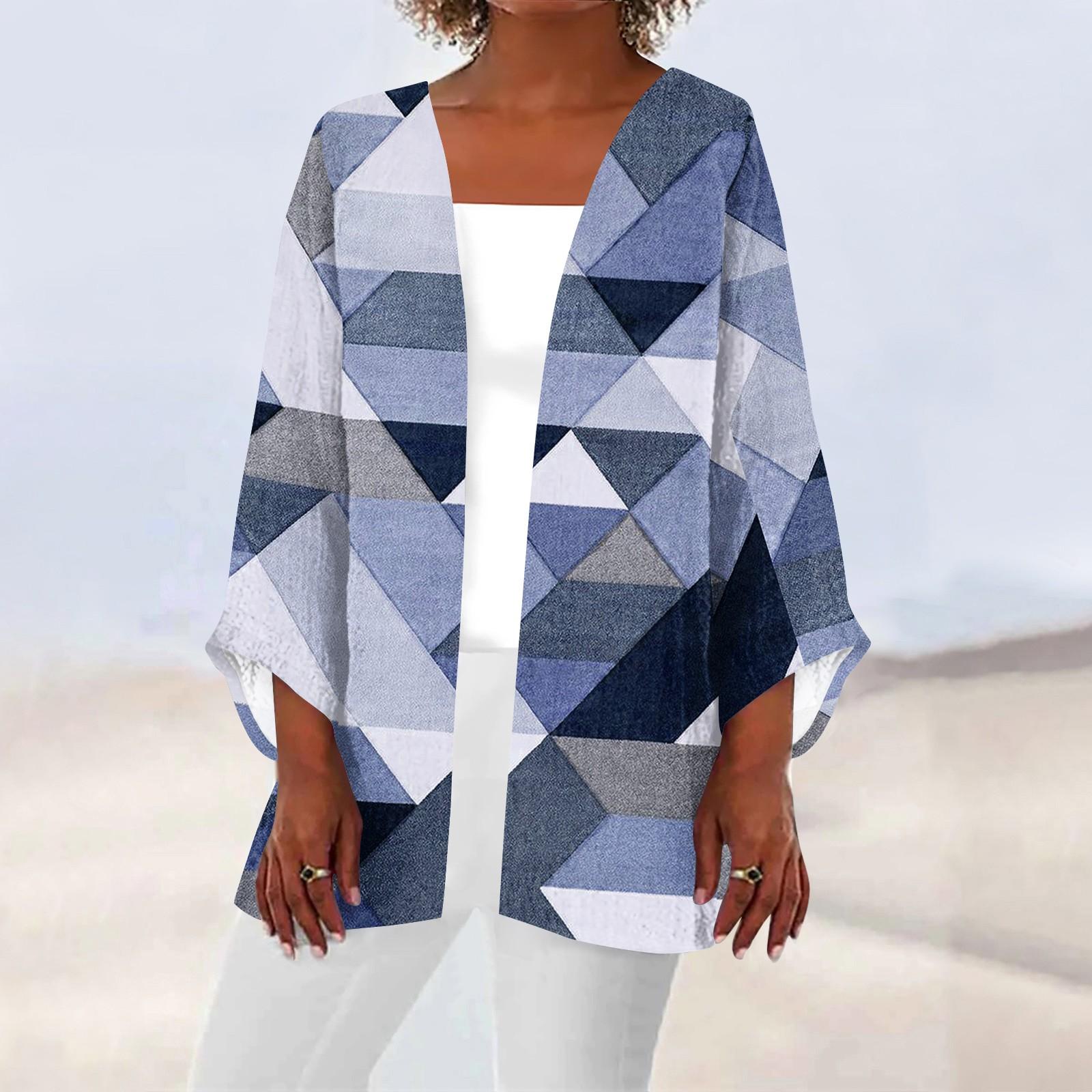 

Жіночий повсякденний легкий кардиган середньої довжини з принтом у квіткову смужку S