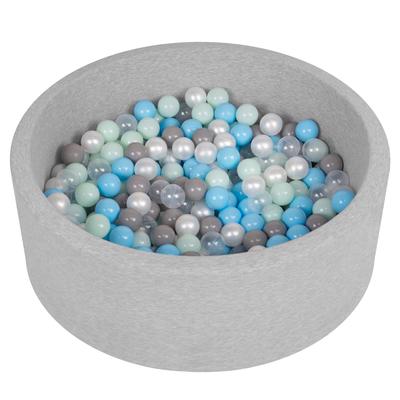 Soft Ball Pit Pool 90x30cm/200 Balls Round for Baby Toddler Foam, Light Grey:pearl/gris/transparent/babyblue/mint