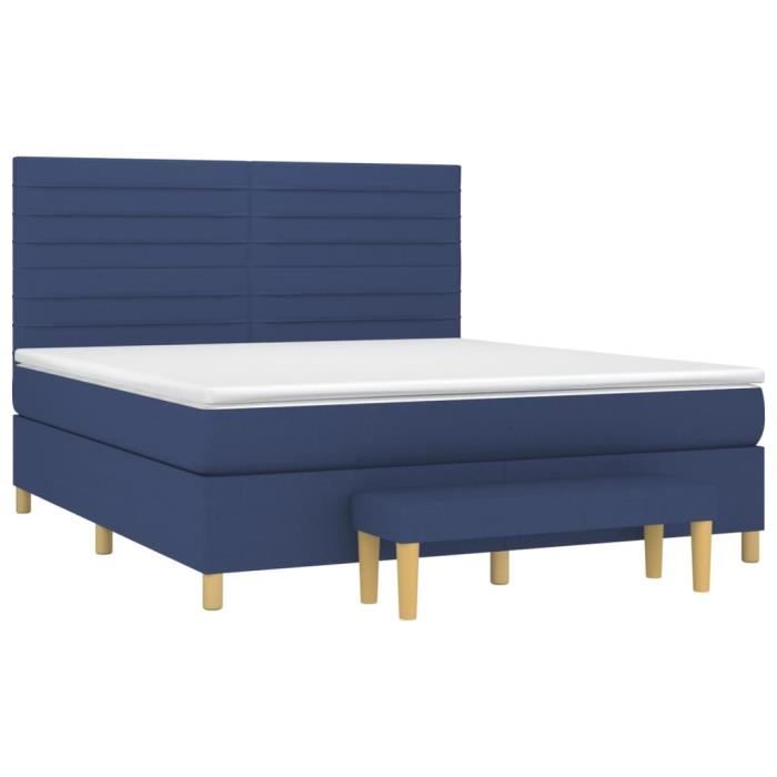 3137251 vidaXL Lit à sommier tapissier avec matelas Bleu 160x200 cm Tissu