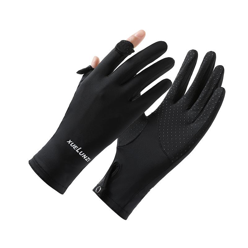 Sunscreen gloves women's UV protection spring and summer non-slip driving ice silk outdoor cycling thin original yarn sunscreen gloves