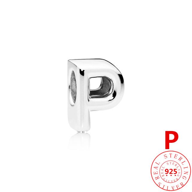 

Аутентичные стерлингового серебра 925 пробы, английские буквы AZ 26, классические бусины с алфавитом, подходят для оригинального модного браслета-подвески, женские ювелирные изделия «сделай сам»