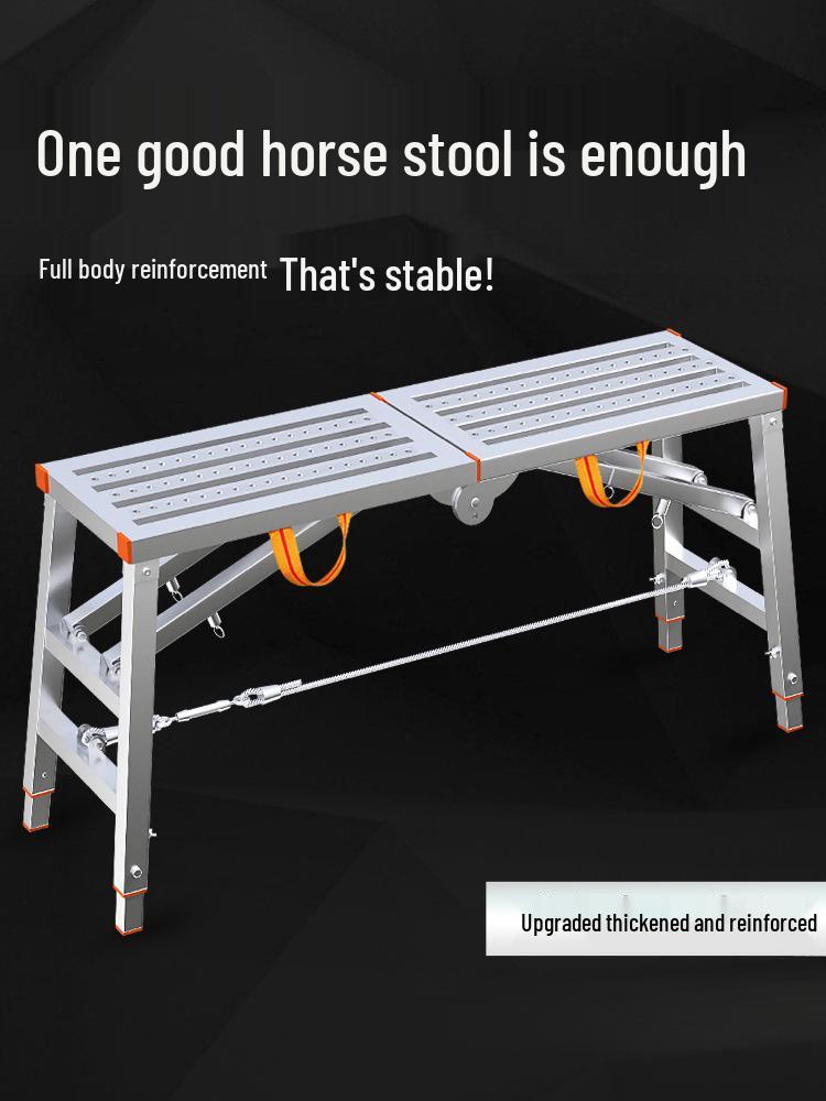 Folding Telescopic Thickened Stool with Leveling Function for Engineering or Scaffolding Use