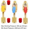 3PCS Air Conditioning Refrigerant Shut Valves 1/4" SAE Male to Female Fitting for R410A R134A R12 R22 R502 Charging Hose