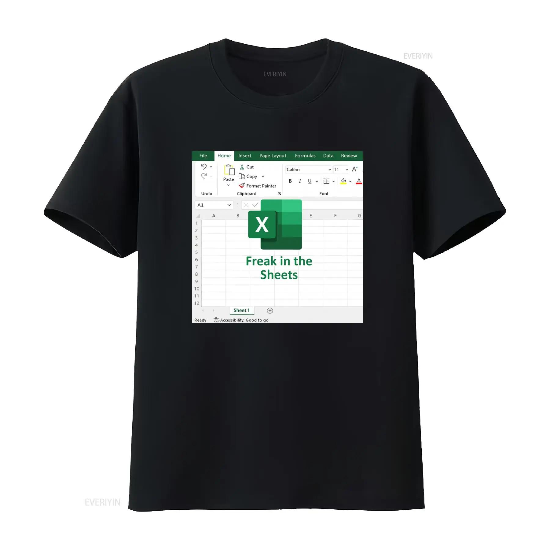 Freak In The Sheets T Shirt Funny Excel Accountant Data Analyst Office  vintage Washed Unisex Breathable designer clothes S разноцветный