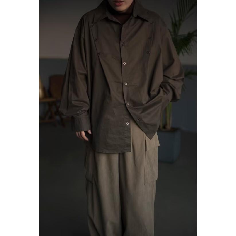 

2024 Комбинезон с длинным рукавом, рубашка в японском стиле в гонконгском стиле, свободная рубашка для мальчиков, летнее модное универсальное повседневное пальто 2XL серый