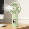 Portable Handheld Fan USB Rechargeable 3-Speed Cute Personal Mini Fan with LED Light Lightweight Quiet Cooling Fan with Phone Holder for Travel Office