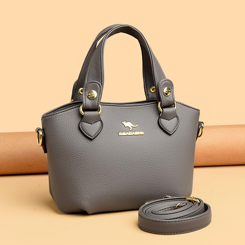 

Женская сумка с узором личи, модная, простая, через плечо, для мам, большая вместимость серый