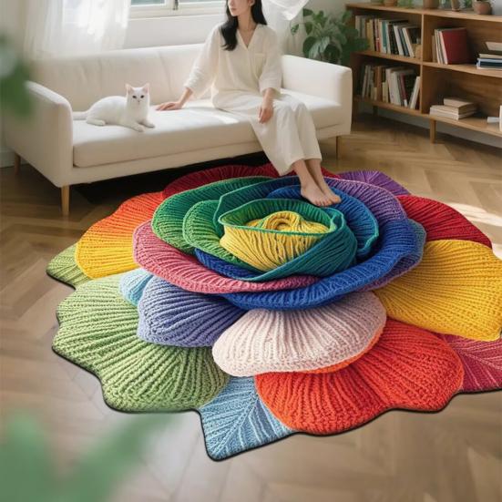 Tappeto da Pavimento Floreale 3D Tappeto Realistico con Fiori per Soggiorno Antiscivolo Assorbente Tappeto da Bagno Tappeto per Camera da Letto Sala Giochi Cucina