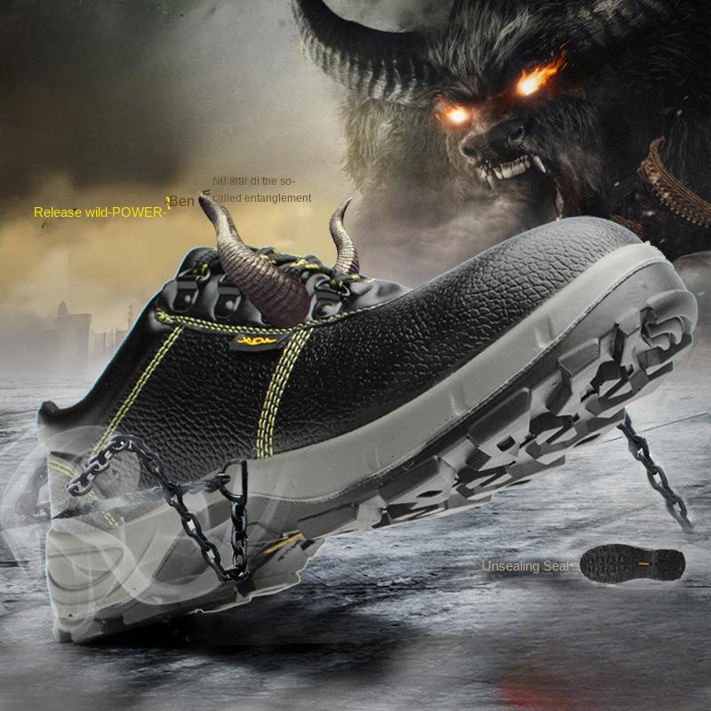Steel Toe Cap Anti-Smashing Puncture Wear-Resistant Rubber Sole with Tongue Labor Protection Shoes Men's Low Top