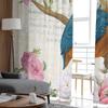 Vintage Flower Kingfisher Tulle Curtains for Living Room Kitchen Bedroom Sheer Tulle for Cafe Hotel Modern Home Decor