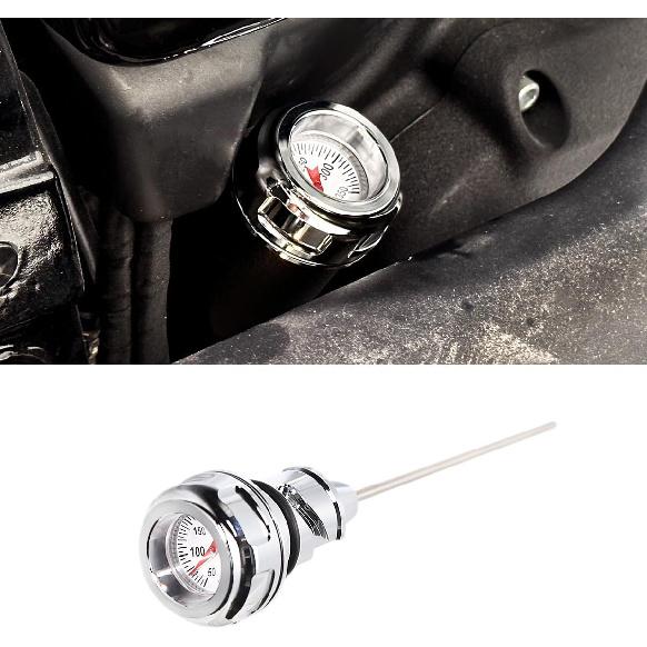 Oil Temperature Dipstick Compatible for Harley 2018-2024 Softail Slim Low Rider FXLR Breakout Fat Boy Street Bob (Chrome)