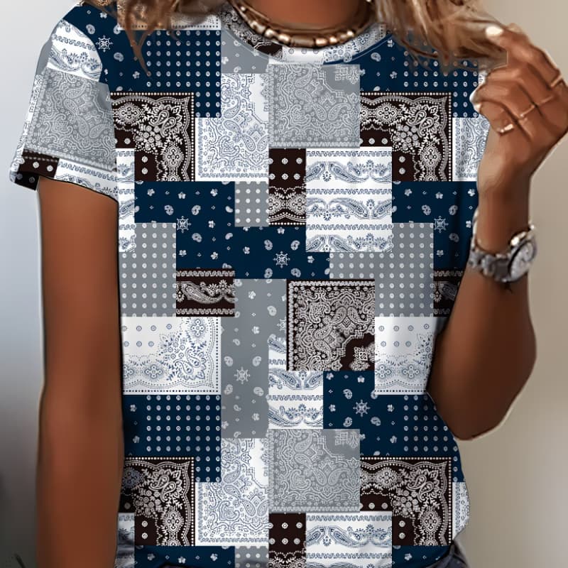 Round neck casual short-sleeved T-shirt, fashionable short-sleeved round neck top S
