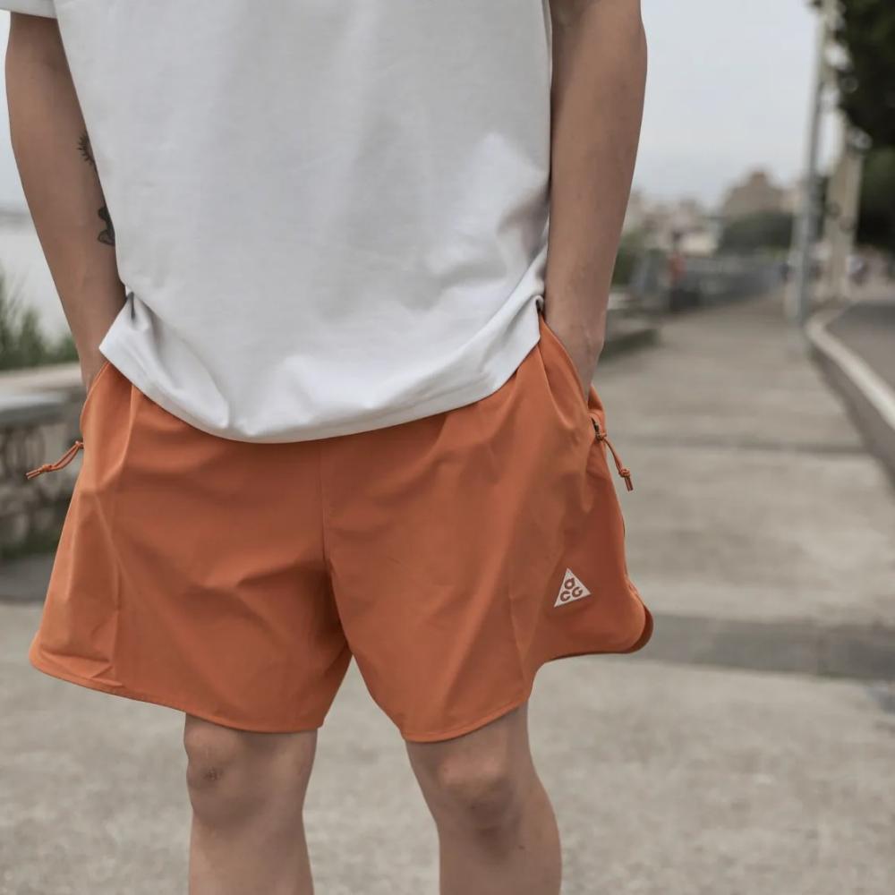 Nike ACG Dri-FIT New Sands Sports Shorts with Side Zip Pocket and Drawstring Men Bottoms Orange DN3956-815