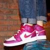 Jordan Air Jordan 1 Mid top Basketball Shoes White Purple Unisex 555112-661