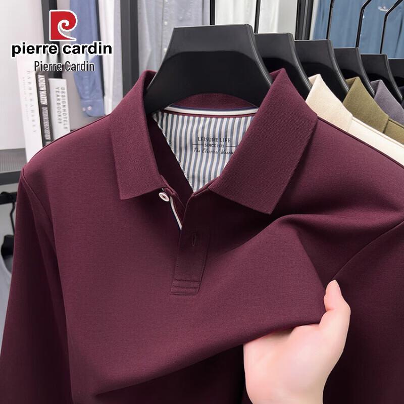 Pierre Cardin Men's Solid Long-Sleeve Lapel Polo Shirt
