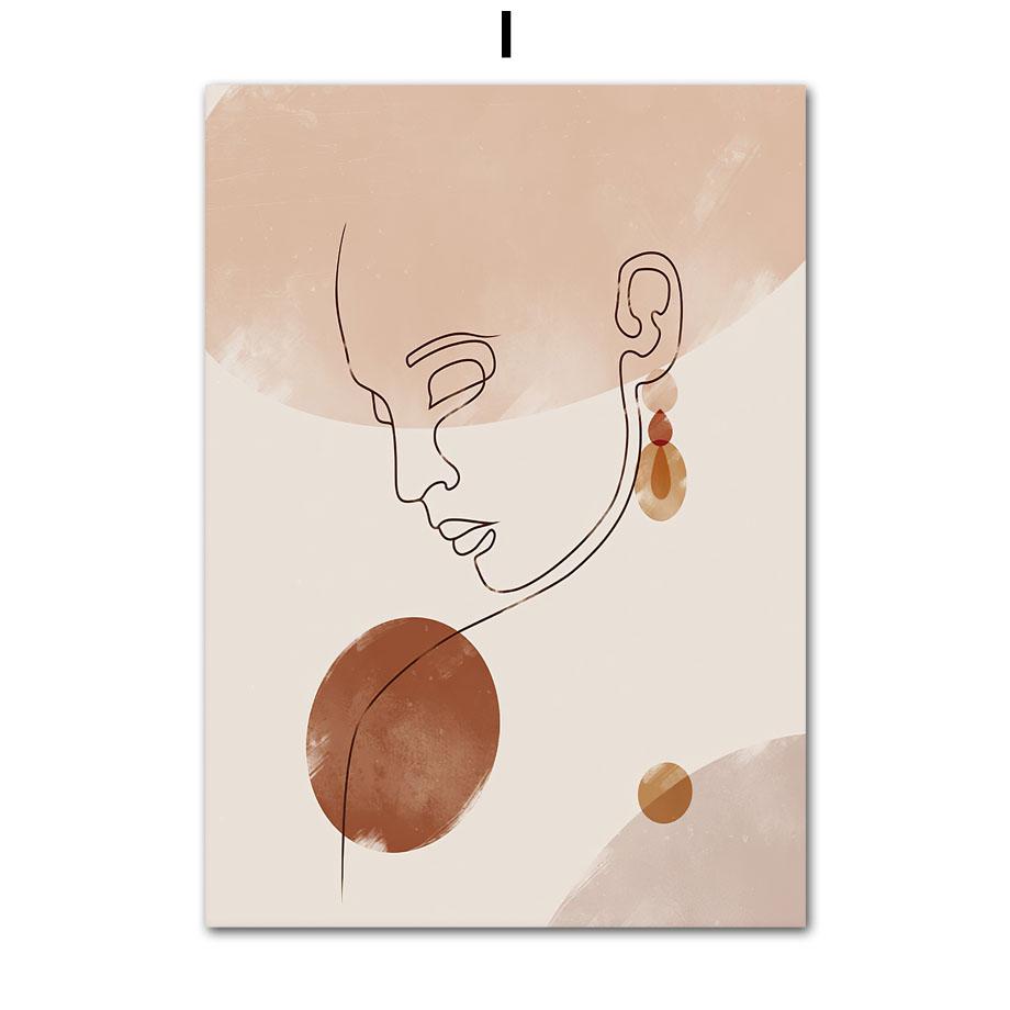 Bohemian Fashion Woman Plant Couple Abstract Lines Nordic Posters Prints Wall Art Canvas Painting Living Room Home Decor