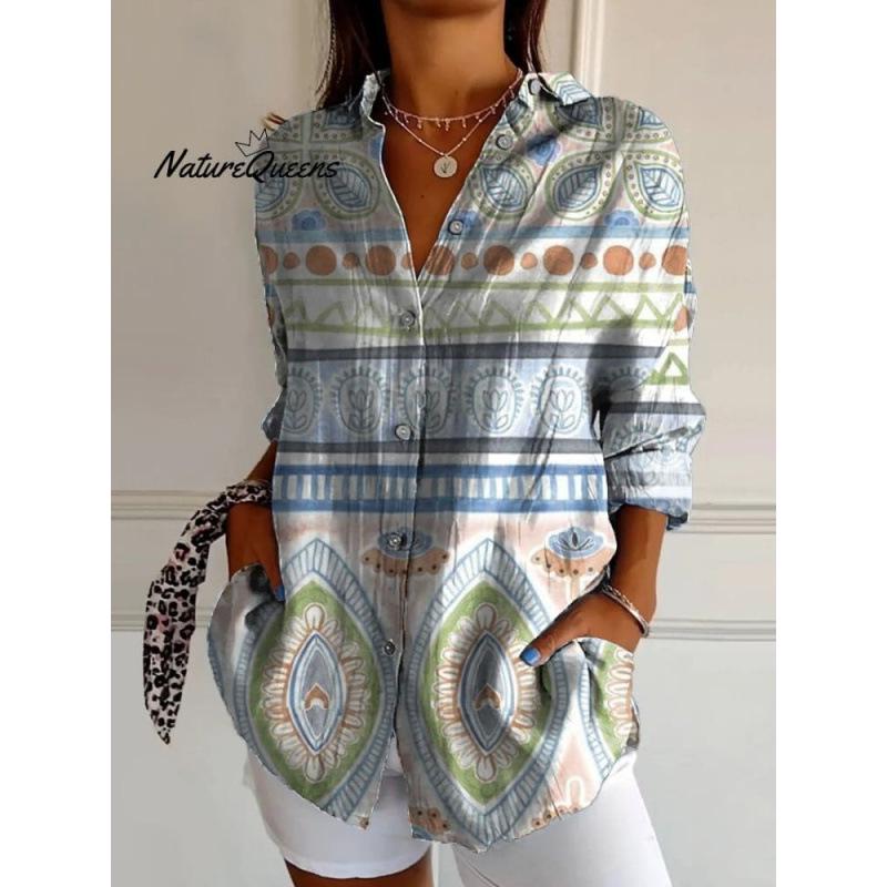 3D Abstract Pattern Women's Long Shirt with Drop Shoulder Sleeves