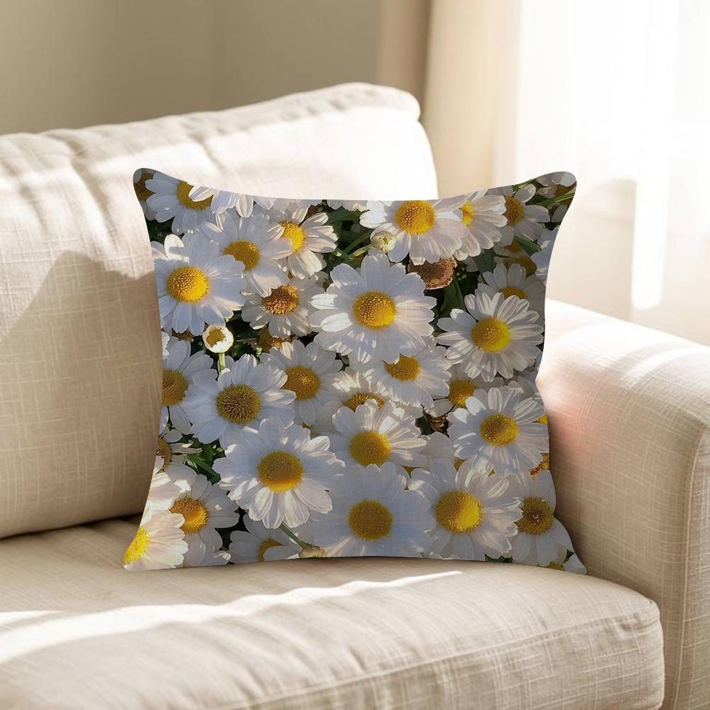 Summer Daisy Flower Pillow Cushion Cover Pillowcase Living Room Sofa Home Decor Customized