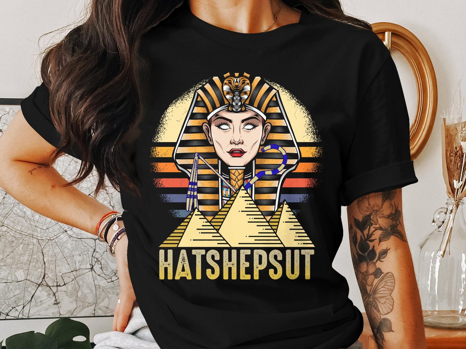 Egyptian Mythology T-Shirt, Hatshepsut Egyptian God Tshirt, Ancient Egypt Design, Egyptian Deity Shirt, History Lovers Gift L