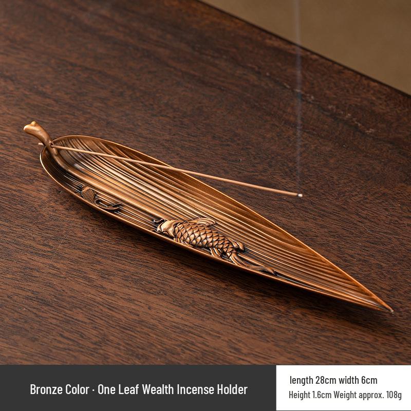 Antique Bodhi Leaf Incense Holder - Japanese-Inspired Aromatherapy Stand