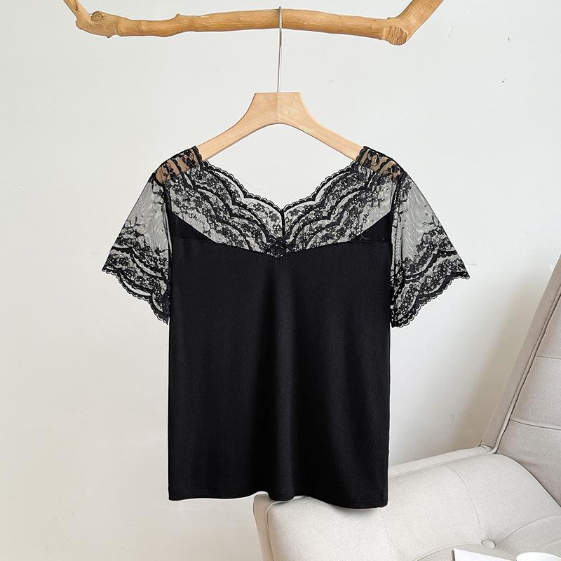 Spring/Summer Women s Short Sleeve Ruffle Lace Pajamas Large