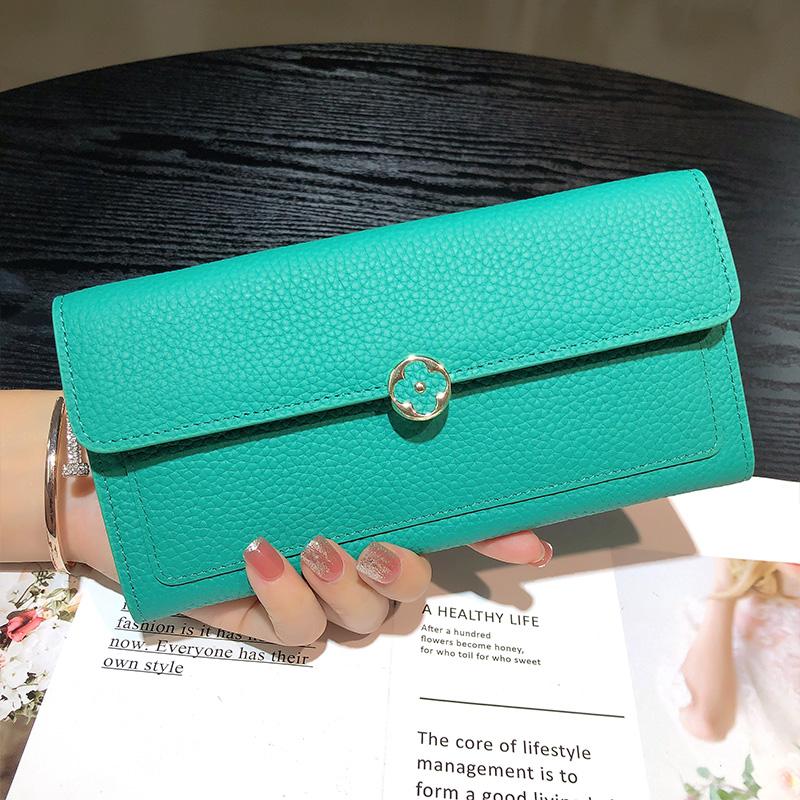 

2024 Длинные женские кошельки из натуральной коровьей кожи, клатч, вместительная женская сумка, первый слой коровьей кожи, бумажник с цветочной застежкой светло-зеленый