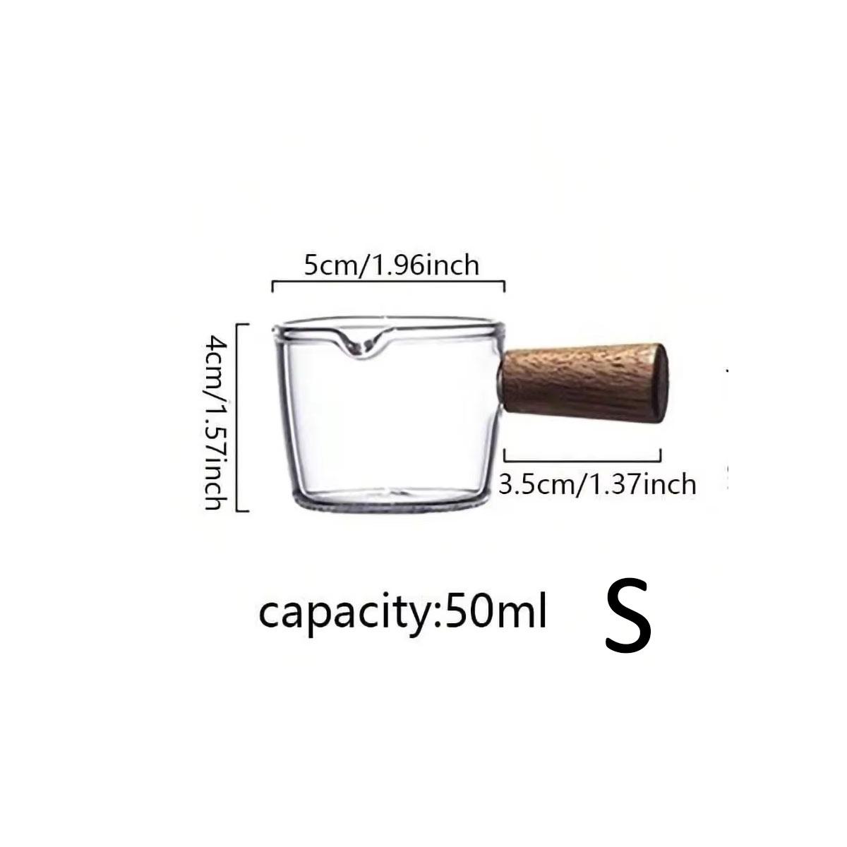 

1pc - Two sizes of wooden handle measuring cups, small glass cups, suitable for coffee roasting, kitchen accessory tools,
