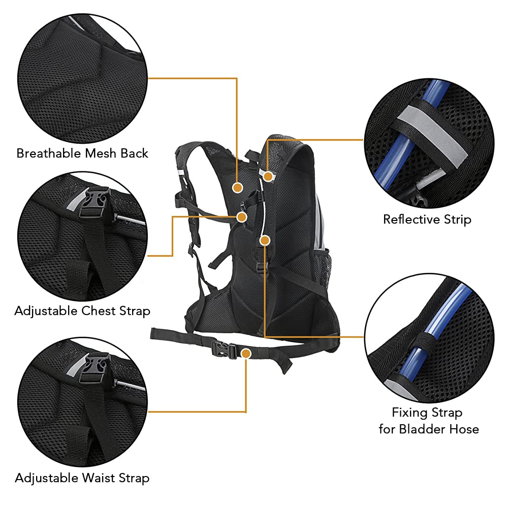 SIUKE Hydration Backpack 8L Reflective Cycling Hydration Backpack Outdoor Sports Running Hiking Backpack Travel Daypack Shoulder Bag High-Visibility