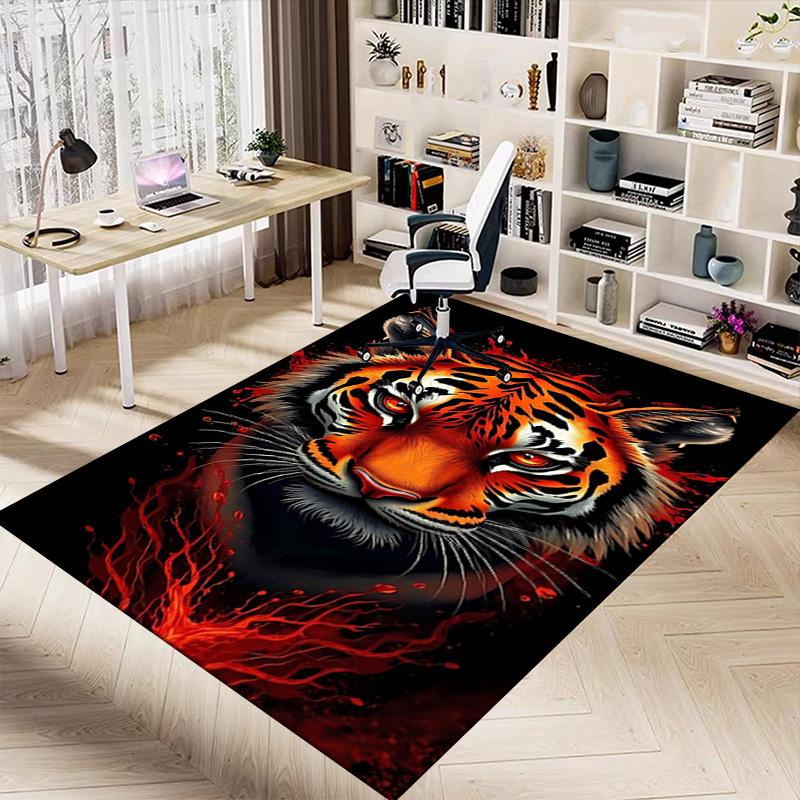 1pc Tiger Print Carpet Anti Slip Polyester Floor Mat for office.Bedroom