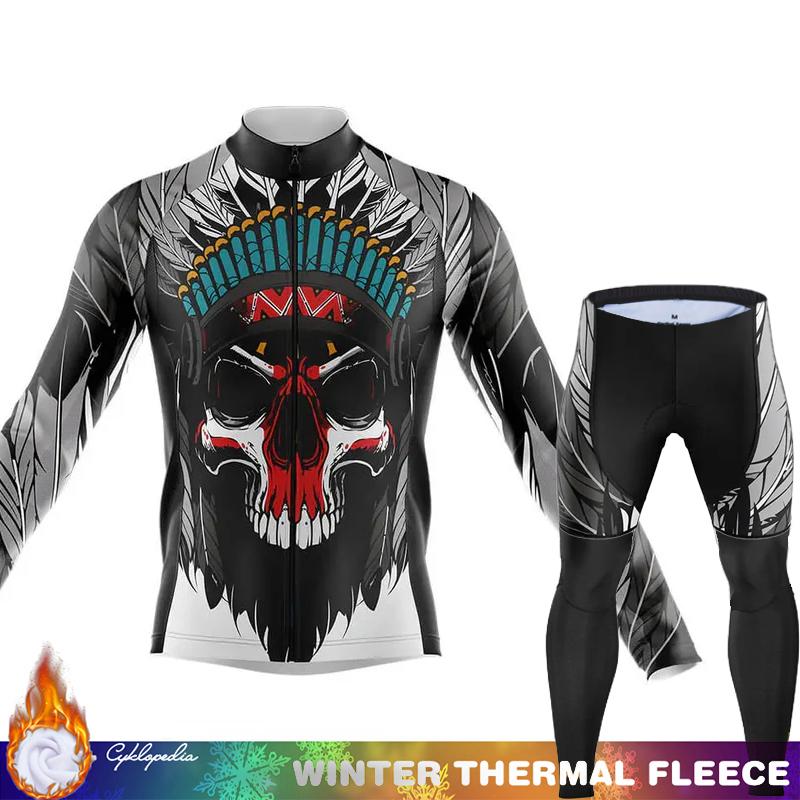 

Череп Зимний Термофлис Велосипедная Джерси Одежда Мужская Велоодежда Велокостюм Мужской Майо Триатлон Термальный Комплект Мужской Asian size - 4XL