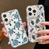 Diamond Frame Clear Phone Case For iPhone 16E 16 Pro Max 15 Pro 14 13 12 11 Whale Turtle Pattern Soft Silicone Shockproof Cover