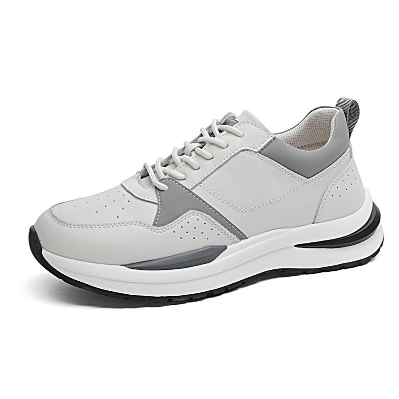 Men s Versatile Sporty Casual Leather Shoes, Thick Sole White Everyday Spring Style 41 белый