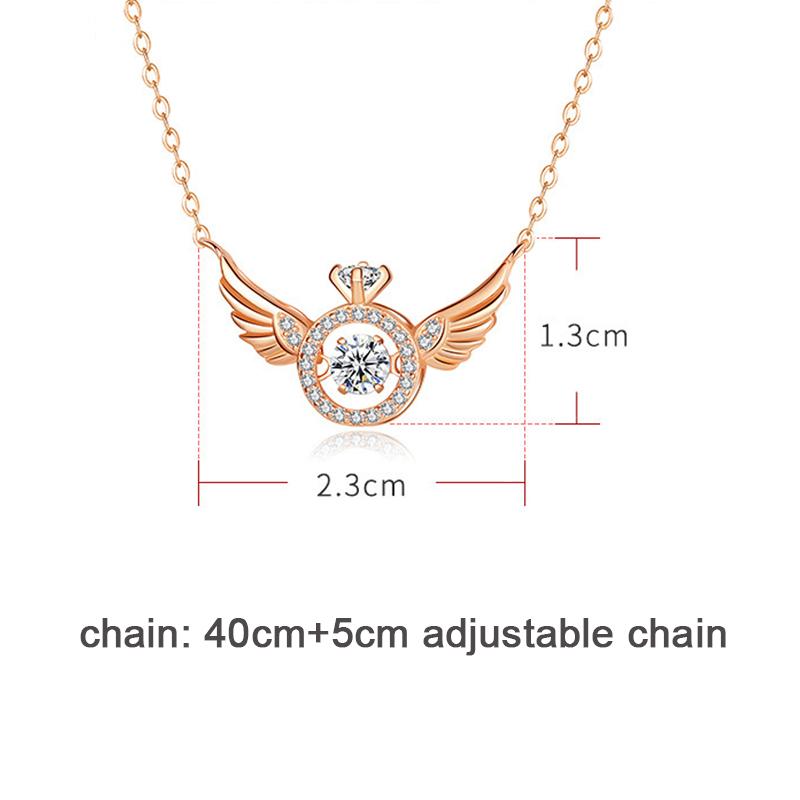 1 PC Design Angel Wings Necklace with Crystals Sweet Jewelry Gift for Women Girls Girlfriend