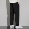 Winter Mid-aged Men Pants Thickened Fleece Drawstring Elastic Waist Plus Size Heat Retention Zipper