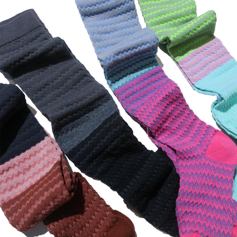Color Block Knee-High Striped Retro Slouch Socks - Embossed, Seamless, and Slimming