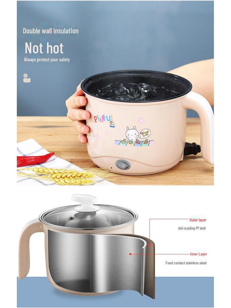 Różowa, wielofunkcyjna kuchenka elektryczna z funkcją zapobiegającą wysuszeniu potraw, ze stali nierdzewnej, idealna do akademików.