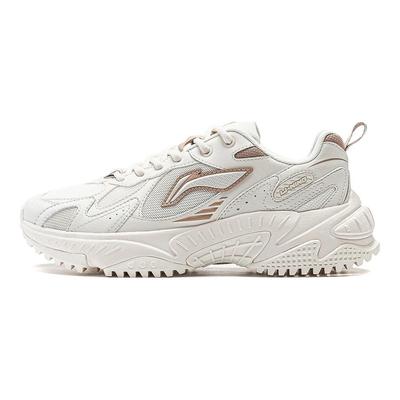 Li Ning Qixing 2.0 Dicke Sohle Höhenerhöhend Abriebfest Rutschfest Low Top Freizeitschuhe Damen Sneakers Weiß AGCT312-4